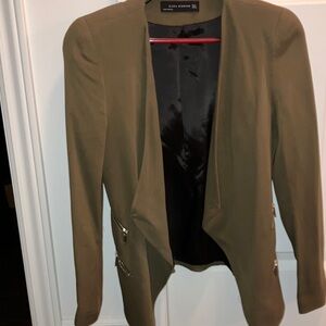 Khaki zipper blazer